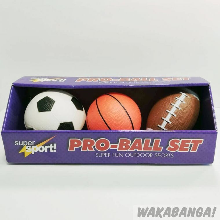 Set 3 pelotas de goma, fútbol, basket y fútbol americano - Wakabanga