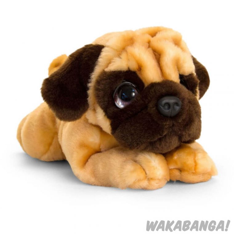 Nunca Ordinario Vigilante Cachorro Pug, Carlino de peluche (32 cm) con ojos grandotes - Wakabanga