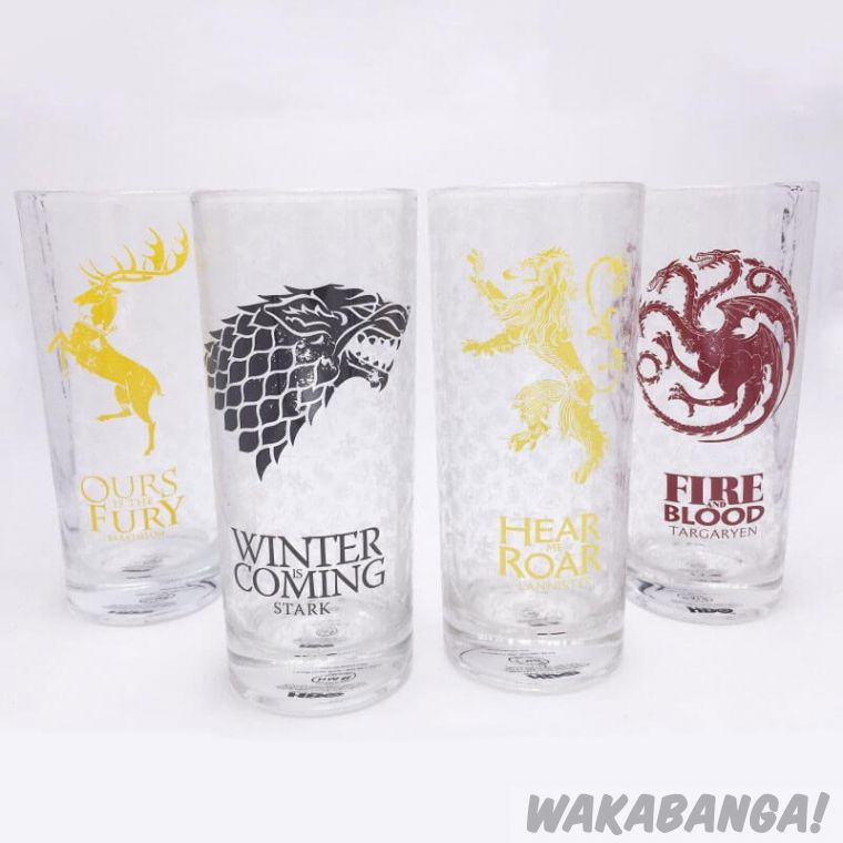 Set 4 Vasos casas de Juego de Tronos (Stark, Lannister, Targaryen,  Baratheon) - Wakabanga