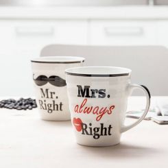 Set de 2 tazas Mr Right & Mrs Always Right, para parejas