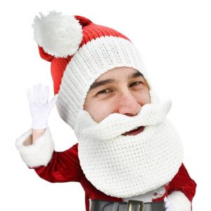 Gorro con barba y bigote Papá Noel clásico