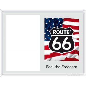Portafoto de La Ruta 66 escudo con bandera